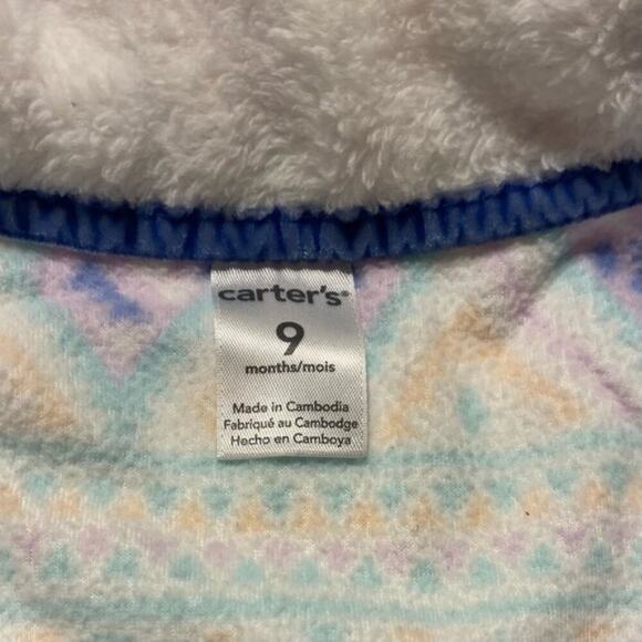 9 mth Girls Sherpa flannel vest zip front purple pink white Carter's Warm - Picture 4 of 6